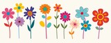 A vibrant collection of illustrated spring flowers in full bloom, ideal for backgrounds, wallpaper and decorative purposes.