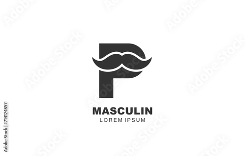 P Letter Mustache logo template for symbol of business identity