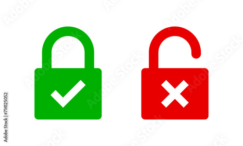 Lock with check mark and cross mark icon