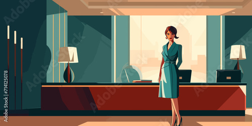 Elegant lady at a hotel or office reception