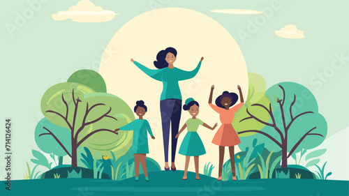 nurturing and supportive role of teachers in a vector scene featuring educators guiding students offering mentorship and fostering an environment conducive to academic growth .simple isolated line