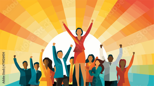motivational qualities of leadership in a vector scene featuring leaders inspiring and uplifting their teams fostering a positive and empowering work environment .simple isolated line styled vector