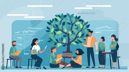 nurturing and supportive role of teachers in a vector scene featuring educators guiding students offering mentorship and fostering an environment conducive to academic growth .simple isolated line