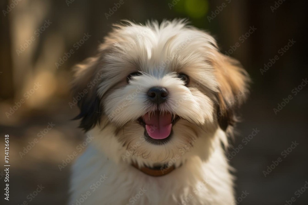 Cheerful lhasa pup. Generative AI