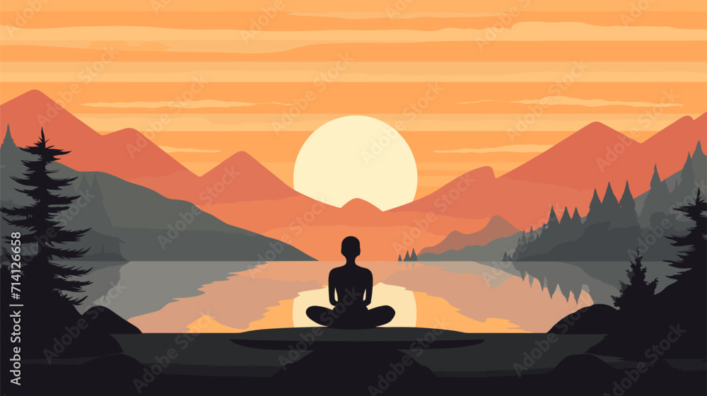 serenity and mindfulness within the brain in a vector art piece showcasing scenes of meditation focus and mental clarity .simple isolated line styled vector illustration