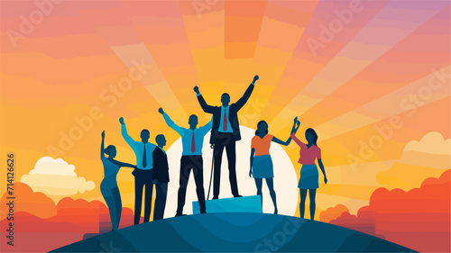 motivational qualities of leadership in a vector scene featuring leaders inspiring and uplifting their teams fostering a positive and empowering work environment .simple isolated line styled vector