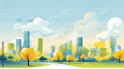 Convey the dynamic and evolving nature of our world in a vector scene featuring bustling urban landscapes serene natural environments and the seamless integration of technology into daily life .simple