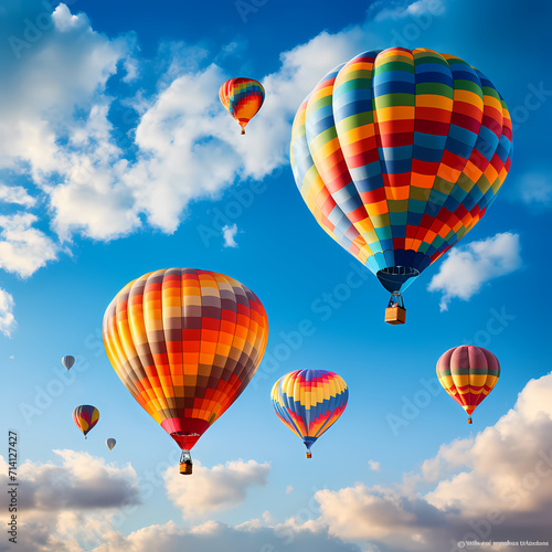 Colorful hot air balloons against a clear sky