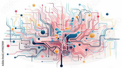 Convey the mysteries of memory and recall in a vector scene featuring abstract representations of memory processes recollection and the intricate pathways involved in remembering .simple isolated line