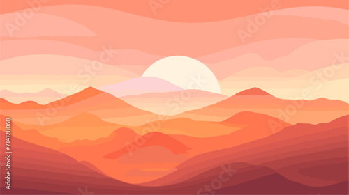 Explore the beauty of sunrise in a vector art piece showcasing scenes of the early morning sky painted with warm tones of orange pink and gold .simple isolated line styled vector illustration photo