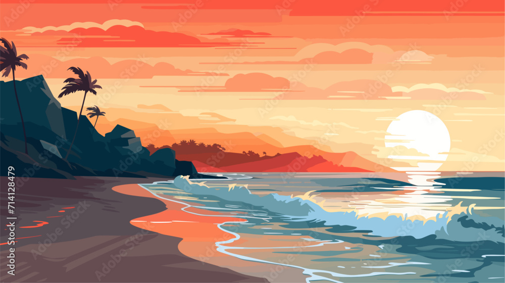 Immerse yourself in the captivating allure of the sea through a visually enchanting vector art piece that explores the breathtaking beauty of marine landscapes .simple isolated line styled vector