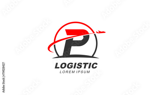 P Letter Logistic Transport logo template for symbol of business identity