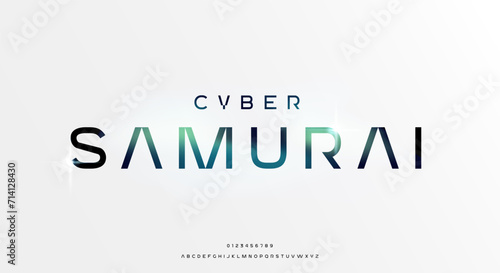 Abstract futuristic alphabet font. digital space typography vector illustration design