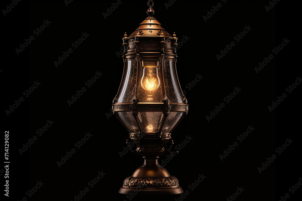 Old lamp on black background Old lamp on black background
