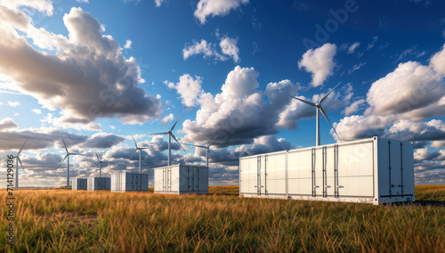 Powering the future: Modern energy storage in a wintery embrace photo