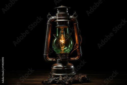 Old lamp on black background