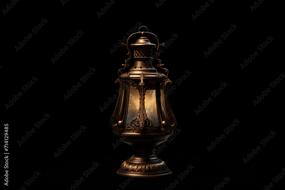 Old lamp on black background Old lamp on black background