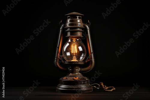 Old lamp on black background