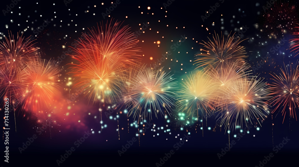 Fototapeta premium Fireworks background for celebration, holiday celebration concept