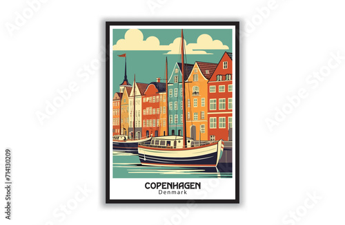 Copenhagen, Denmark. Vintage Travel Posters. Famous Tourist Destinations Posters Art Prints Wall Art and Print Set Abstract Travel for Hikers Campers Living Room Decor