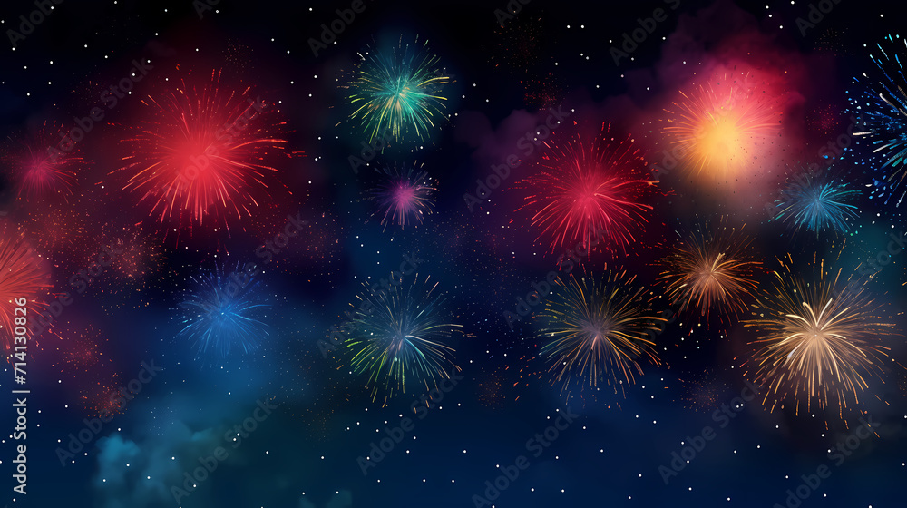 Fototapeta premium Fireworks background for celebration, holiday celebration concept
