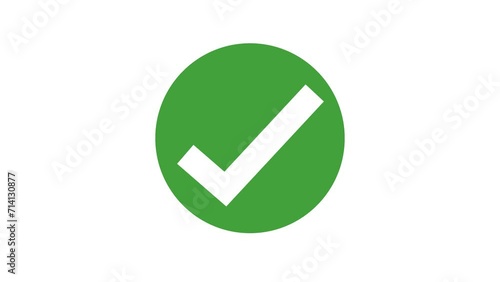 2d animation 4k checkmark, succesfully done, approved sign, tick icon isolated on white background photo