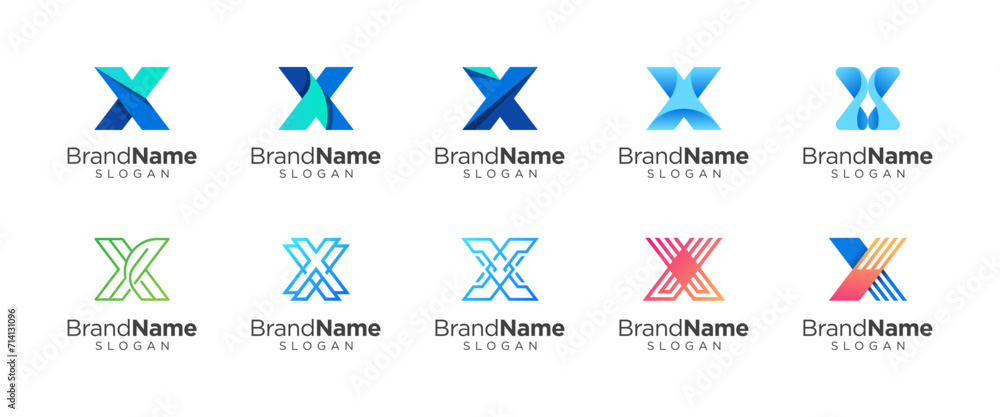 Letter X logo alphabet vector symbol. Set of abstract initial letters X monogram logo template, icon for business Letter X logo alphabet vector symbol. Set of abstract initial letters X monogram logo template, icon for business