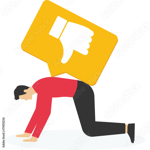 Businesswoman carry heavy unlike bubble burden, over thinking, obsessive in work, many problems, tried depressed, Vector illustration design concept in flat style

