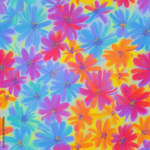 flowers. Abstract seamless pattern. AI generated. 