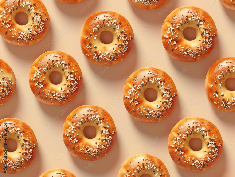 2D illustration of bagels in flat illustration style. Solid and pastel color. 2D illustration of bagels in flat illustration style. Solid and pastel color.