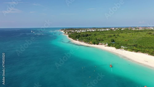 Aerial view of Nungwi beach in Zanzibar. 