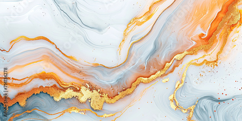 Abstract marble background, Gray and peach agate texture with thin gold veins.