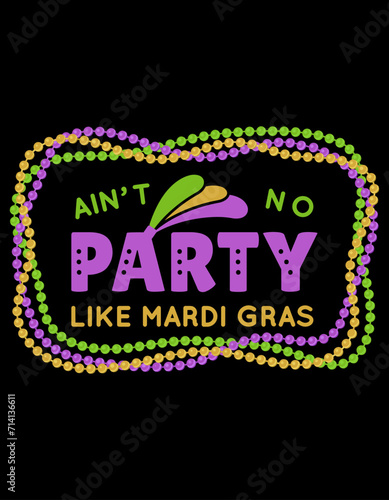 Mardi Gras decoration typography t-shirt design carnival