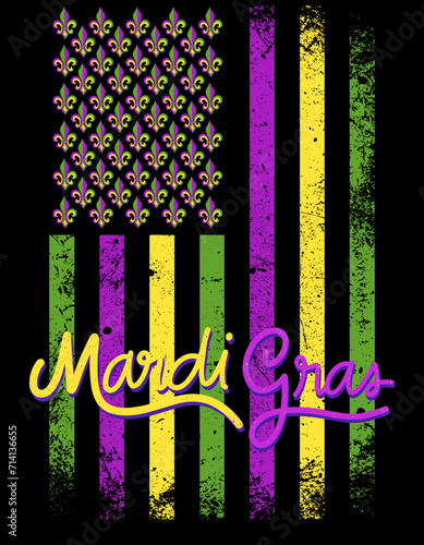 Mardi Gras decoration typography t-shirt design carnival