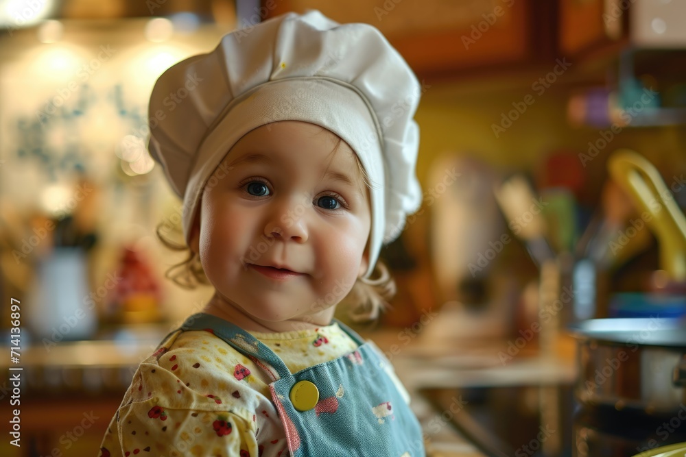 Tiny Kitchen Explorer: In a Cute Costume, a 2-year-old Toddler Becomes a Mini Chef, Engaging in the Kitchen, Discovering Gastronomy Through Fun Learning and Playful Exploration.
Tiny Kitchen Explorer: In a Cute Costume, a 2-year-old Toddler Becomes a Mini Chef, Engaging in the Kitchen, Discovering Gastronomy Through Fun Learning and Playful Exploration.