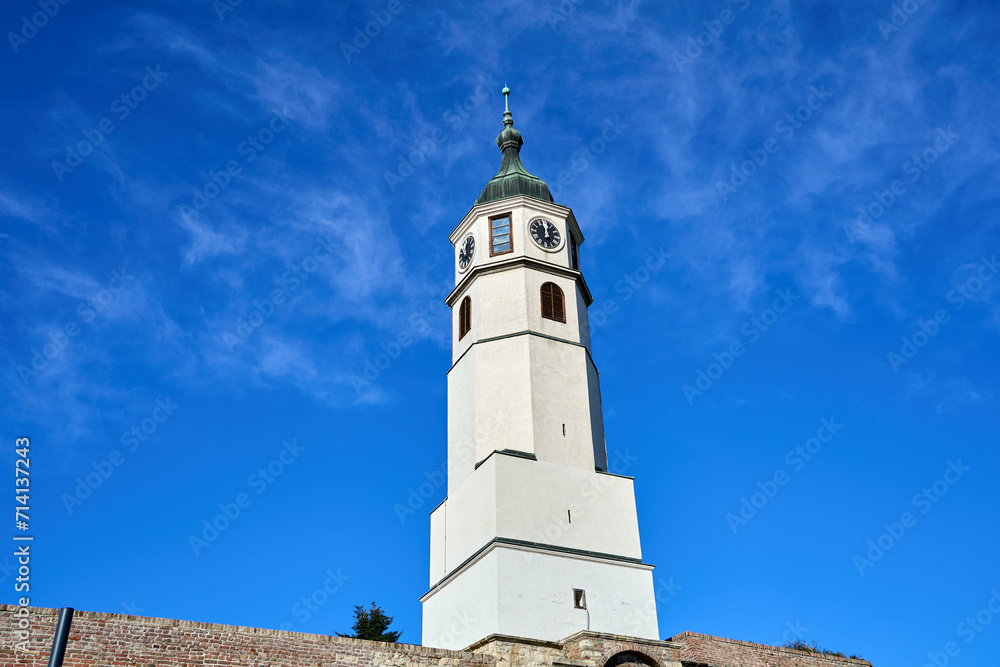 Clock tower on a sunny autumn day at Belgrade Fortress in Belgrade, Serbia Clock tower on a sunny autumn day at Belgrade Fortress in Belgrade, Serbia