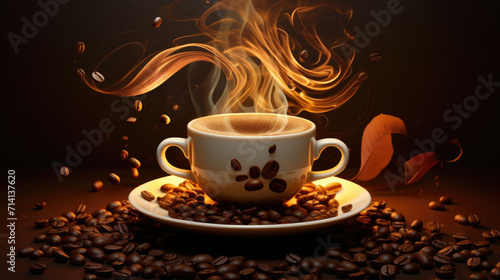 Design for a charming coffee ad with a magic icon