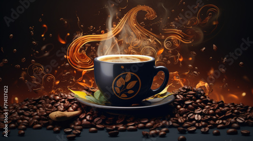 Design for a charming coffee ad with a magic icon