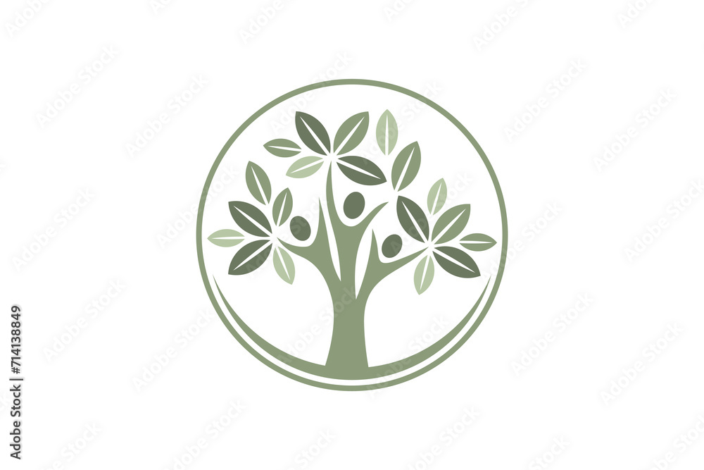 Tree logo symbolizes growth and empowerment of humanity, social community icon symbol.
