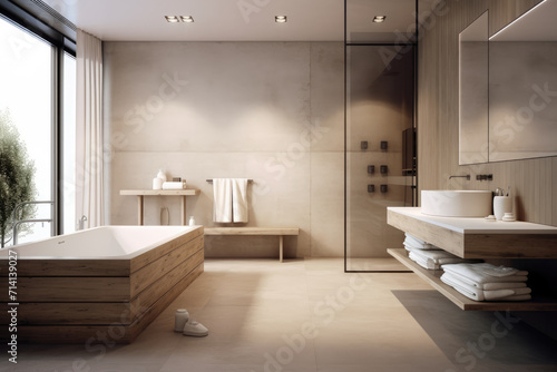 Discolored minimal design decoration modern bathroom interior