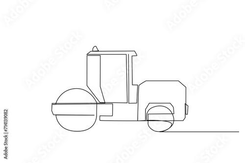 cylinder vehicle industry asphalt road construction object one line art design