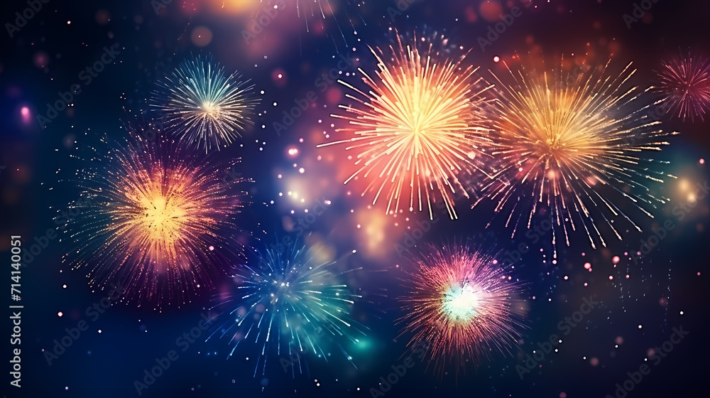 Beautiful creative holiday background with fireworks and sparkles Beautiful creative holiday background with fireworks and sparkles