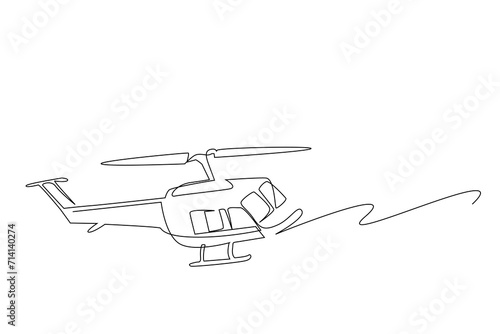 helicopter plane flying object one line art design