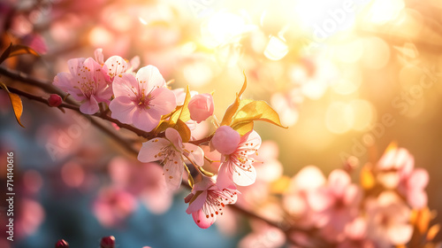 frische rosa Blüten am Zweig