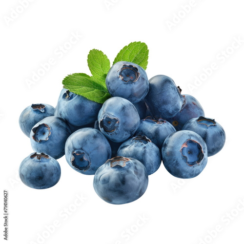 Blueberry isolated. Blueberry with leaves on transparent