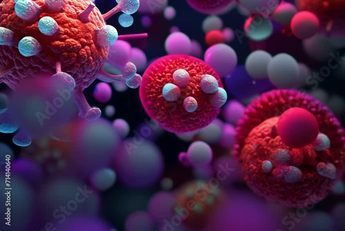 Macro close up shot of bacteria and virus	 photo