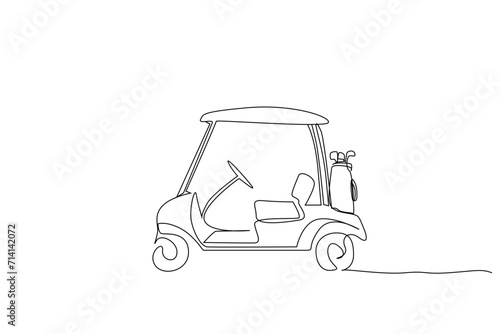 golf cart sports object activity one line art design