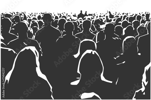 Stylized vector illustration of seated audience