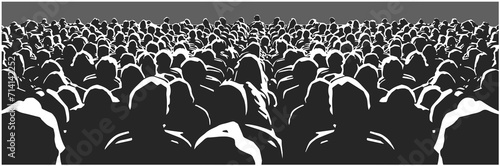 Stylized vector illustration of seated audience