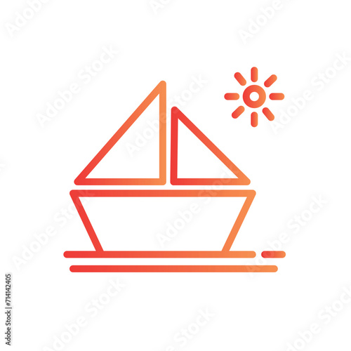 boat catch fish line gradient icon